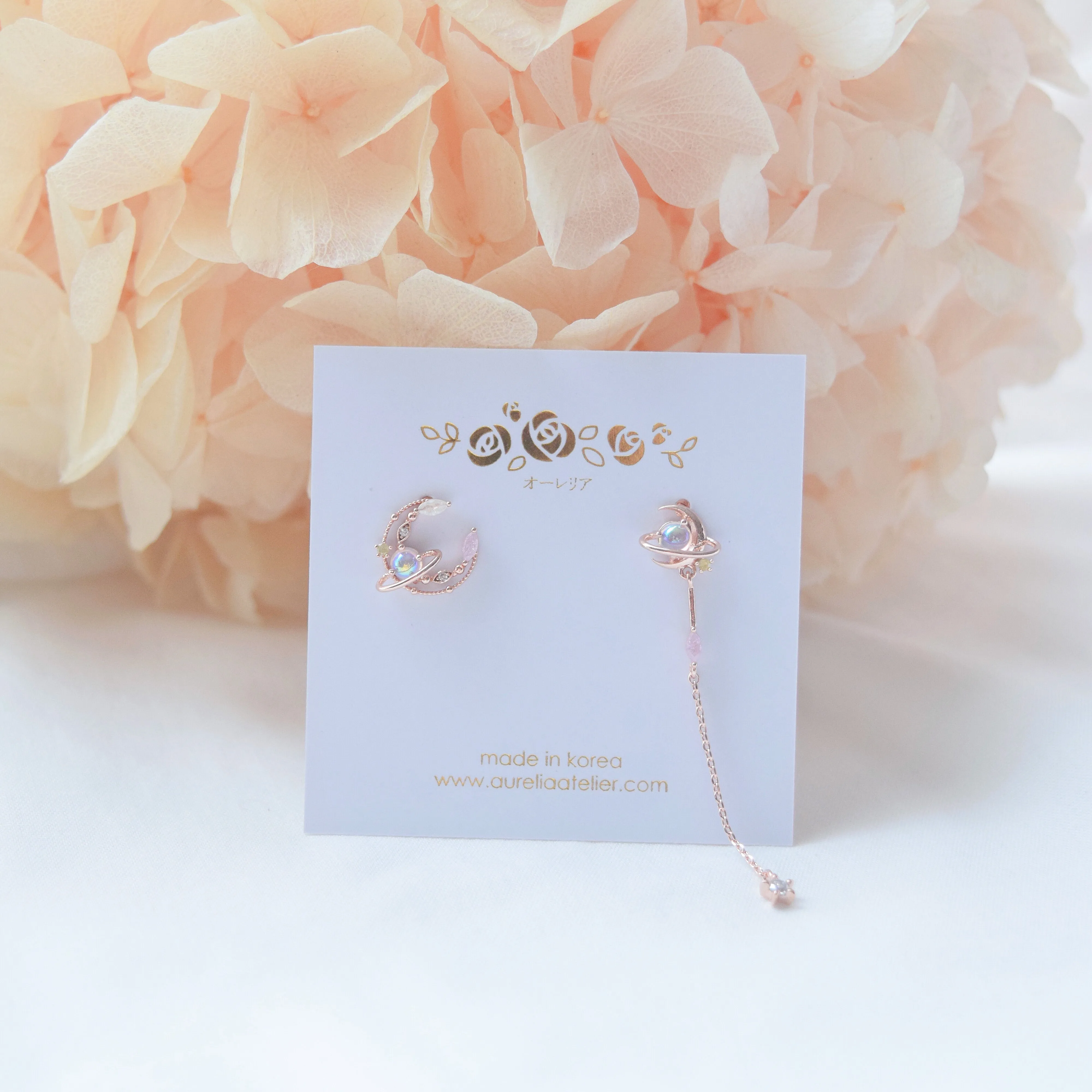 Rose Gold Moonstar Earrings