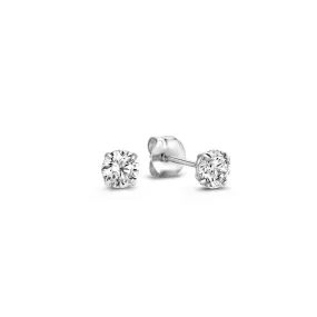 Saint Germain Lourdes 14 karat white gold ear studs with zirconia stone