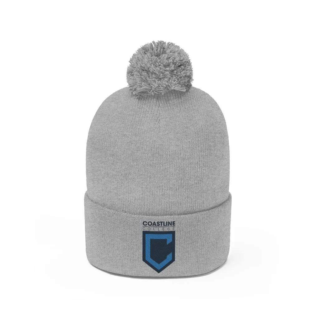 Shield Logo Embroidered Pom Pom Beanie