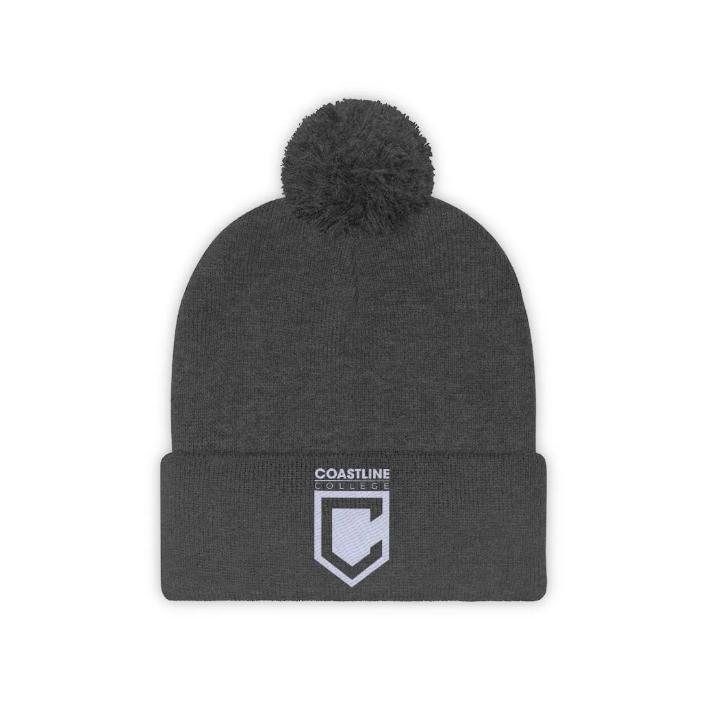 Shield Logo Embroidered Pom Pom Beanie