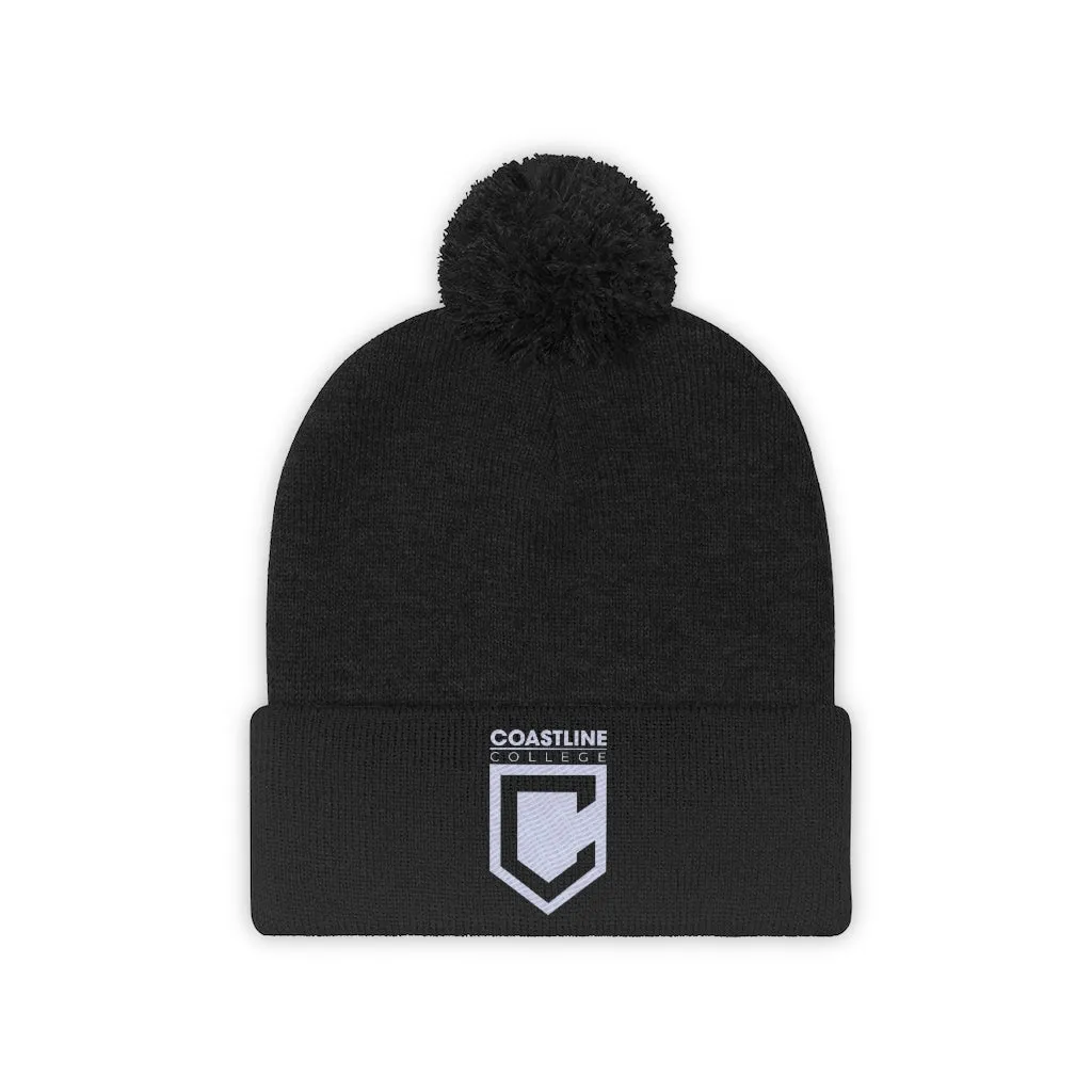 Shield Logo Embroidered Pom Pom Beanie