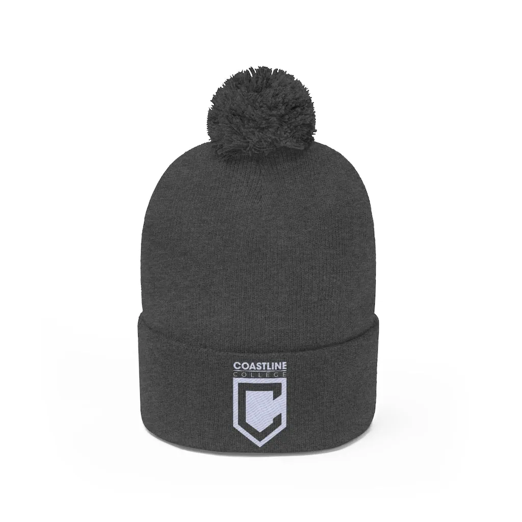 Shield Logo Embroidered Pom Pom Beanie