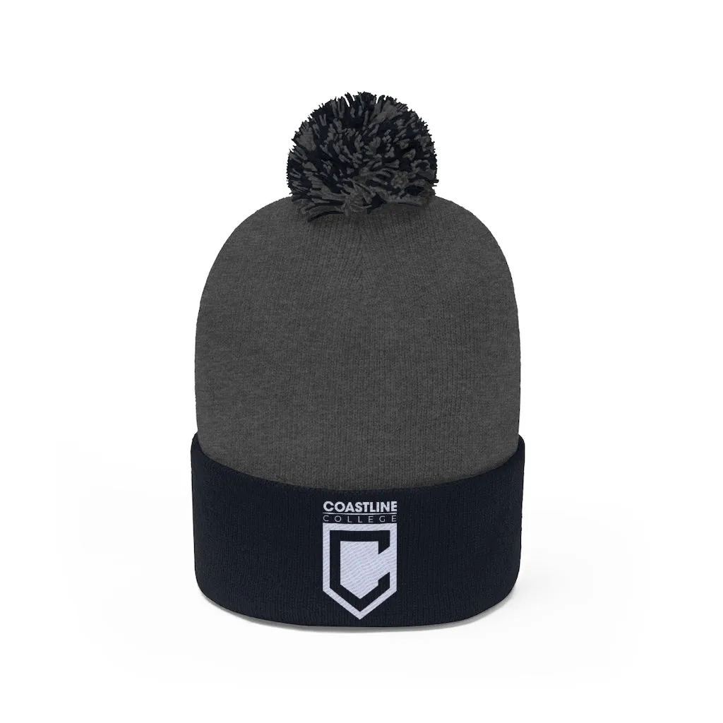 Shield Logo Embroidered Pom Pom Beanie