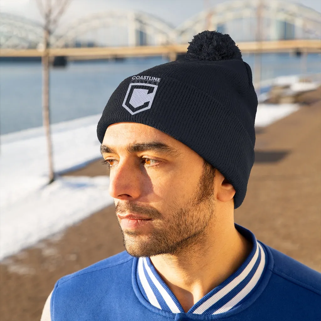 Shield Logo Embroidered Pom Pom Beanie