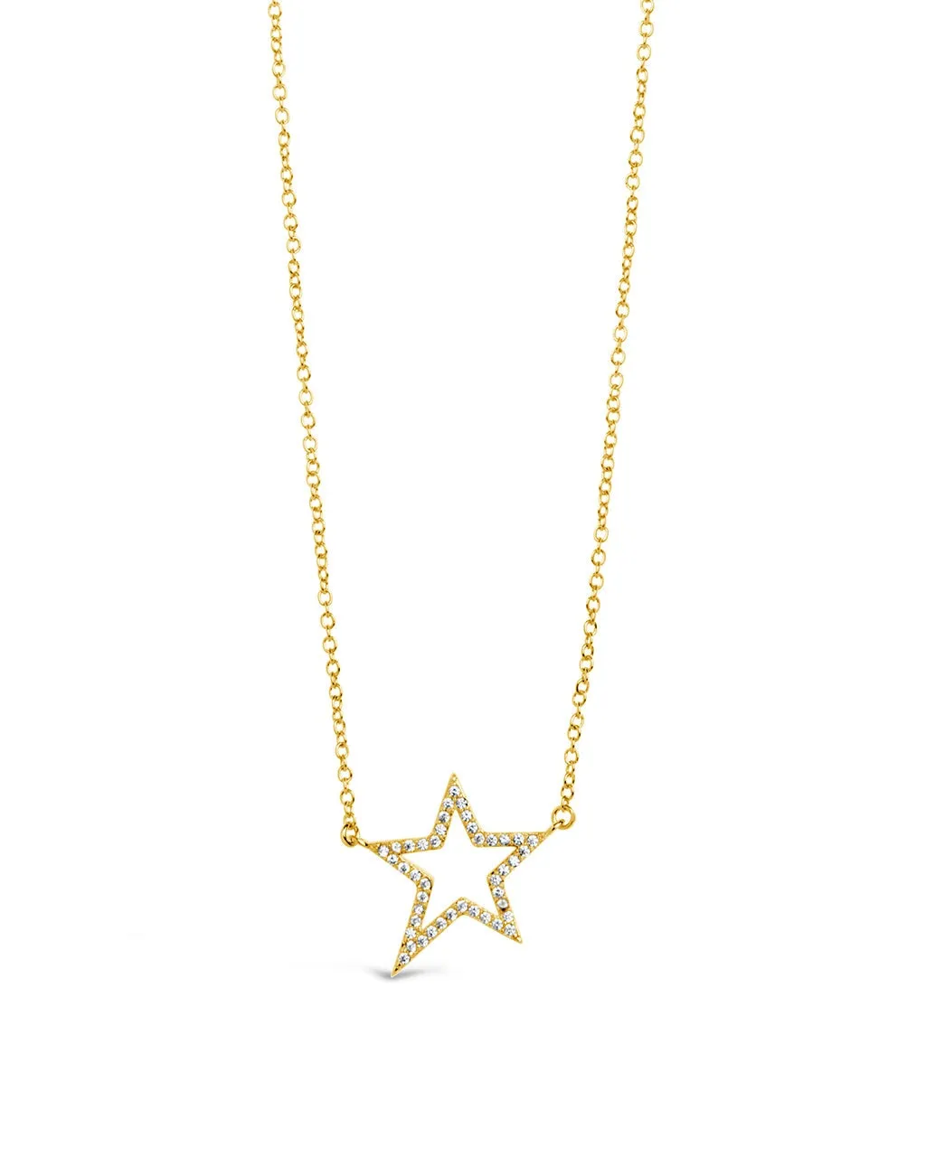 Stationed CZ Star Outline Necklace