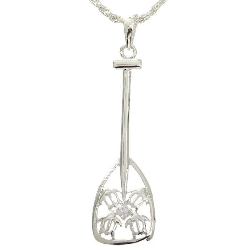 Sterling Silver 4 Honu (Hawaiian Turtle) Paddle Pendant (Chain Sold Separately)