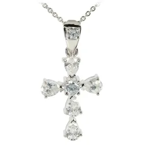 Sterling Silver Clear CZ Cross Pendant (Chain Sold Separately)