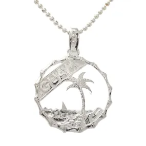 Sterling Silver GUAM Island in Circle Pendant (Chain Sold Separately)