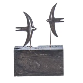 Swallows on Plinth Bog oak One off commission 20cm tall