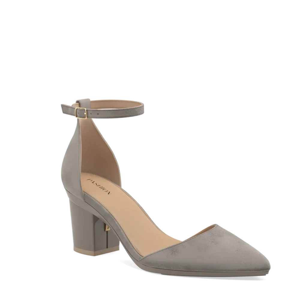 The D'Orsay - Storm Suede   Block Heel Kit 3 Storm - FINAL SALE