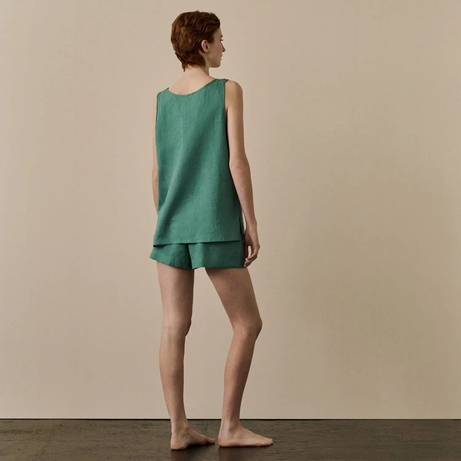 Tranquil Green Linen Women's Cami Set