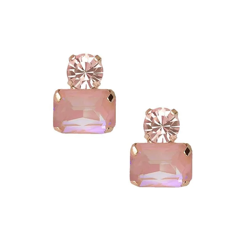 Twin Cut Gem Earrings In Dark Peach