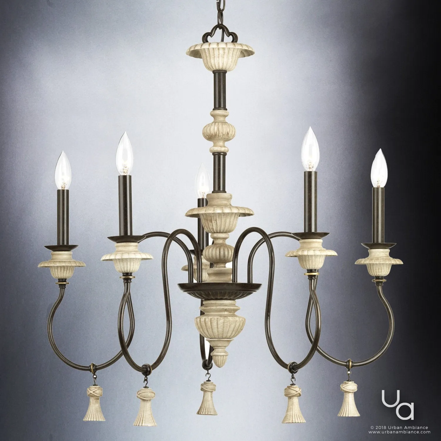 UHP2102 French Rustic Rustic Chandelier, 27.875"H x 26"W, Ancient Bronze Finish, Alicante Collection