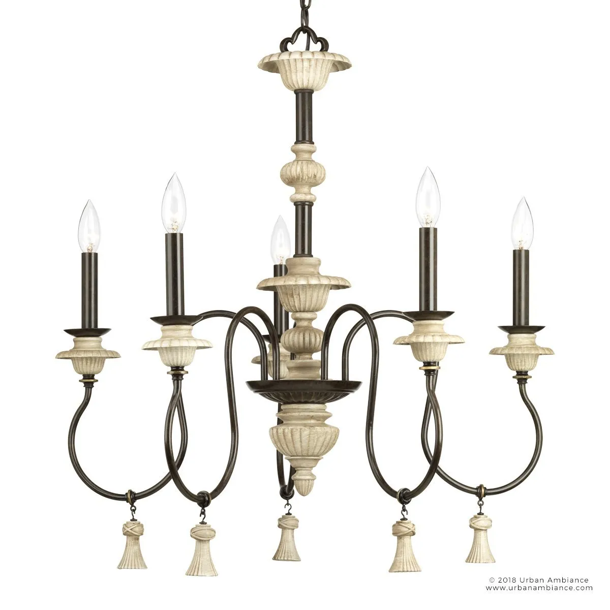 UHP2102 French Rustic Rustic Chandelier, 27.875"H x 26"W, Ancient Bronze Finish, Alicante Collection