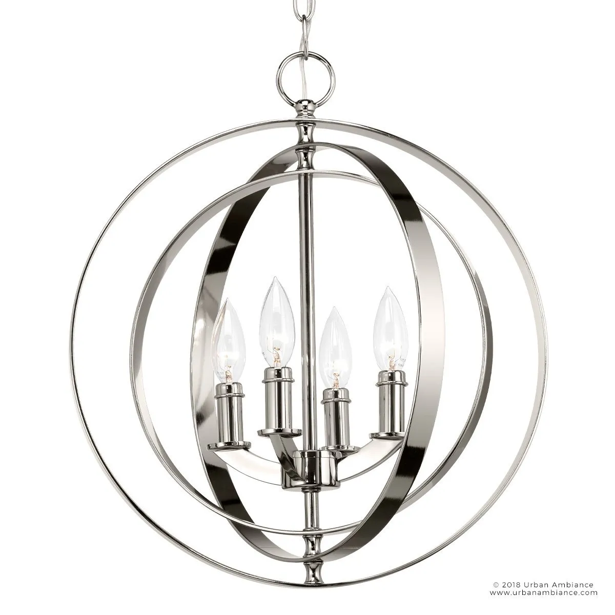 UHP2322 Luxe Industrial Chandelier, 18-3/8"H x 16"W, Polished Nickel Finish, Arezzo Collection