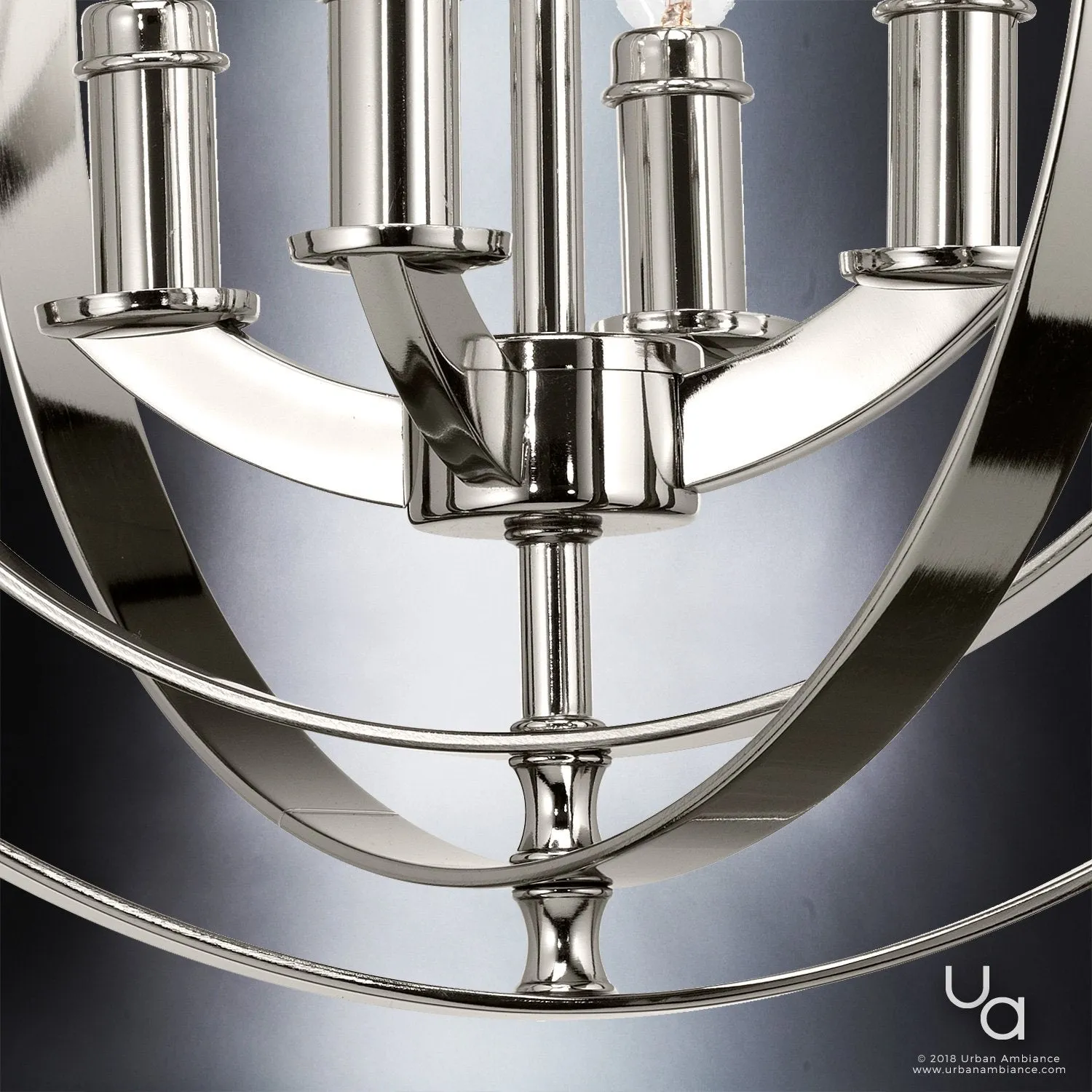 UHP2322 Luxe Industrial Chandelier, 18-3/8"H x 16"W, Polished Nickel Finish, Arezzo Collection