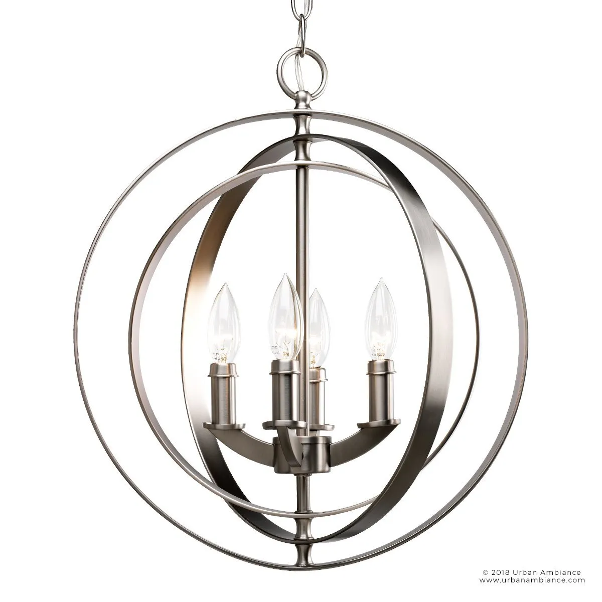 UHP2323 Luxe Industrial Chandelier, 18-3/8"H x 16"W, Brushed Nickel Finish, Arezzo Collection