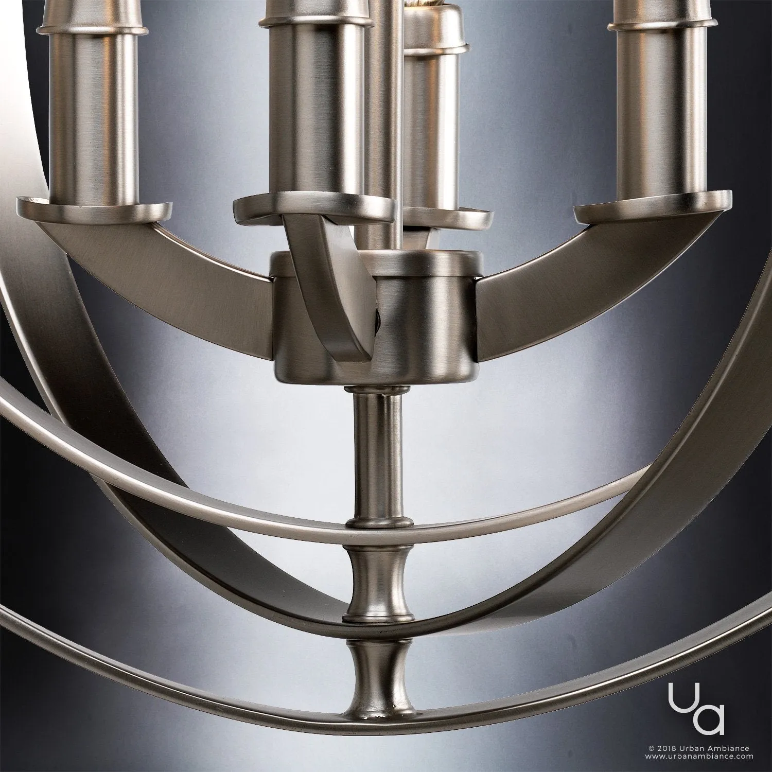 UHP2323 Luxe Industrial Chandelier, 18-3/8"H x 16"W, Brushed Nickel Finish, Arezzo Collection