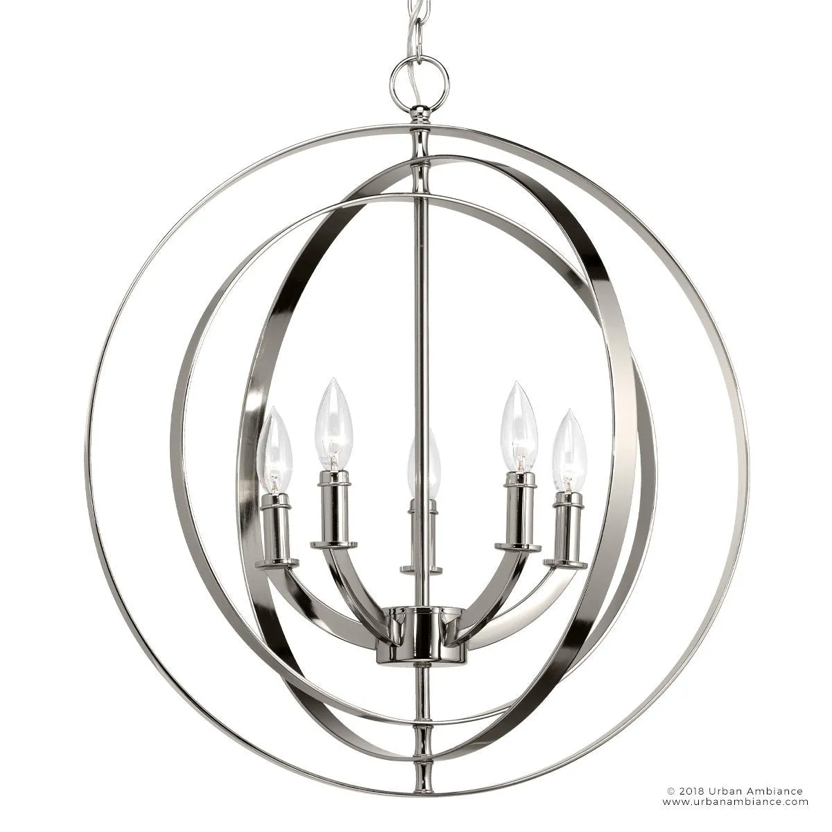 UHP2325 Luxe Industrial Chandelier, 24-3/8"H x 22"W, Polished Nickel Finish, Arezzo Collection