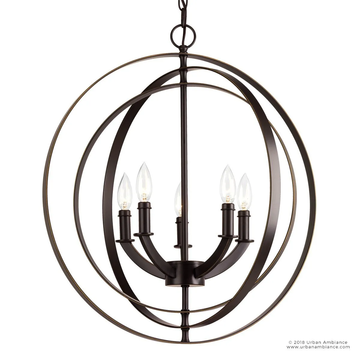 UHP2327 Luxe Industrial Chandelier, 24-3/8"H x 22"W, Olde Bronze Finish, Arezzo Collection