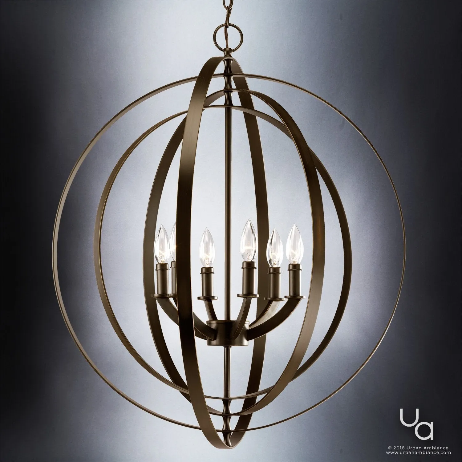 UHP2330 Luxe Industrial Chandelier, 30"H x 27-3/4"W, Olde Bronze Finish, Arezzo Collection