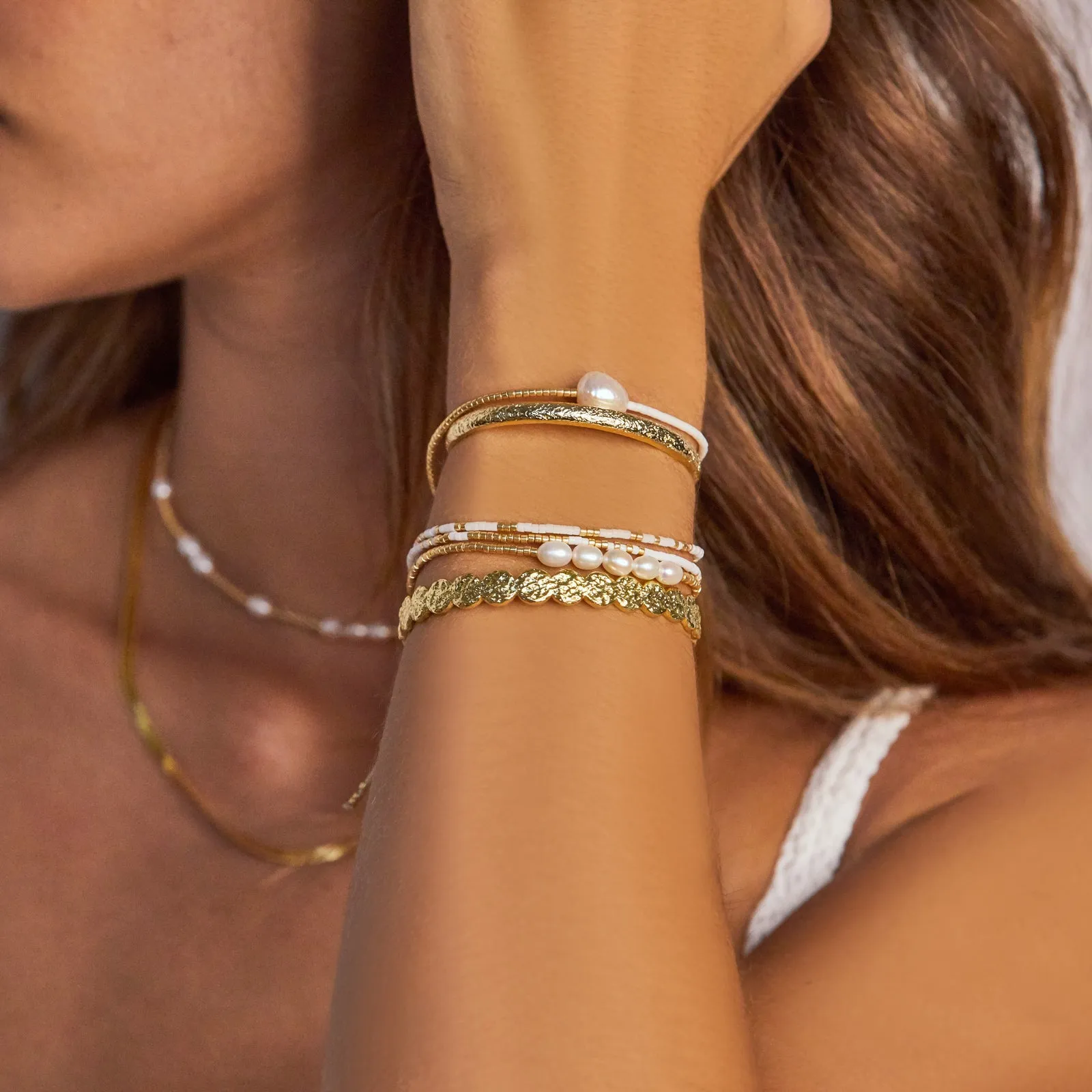 Velma Bracelet Stack - White