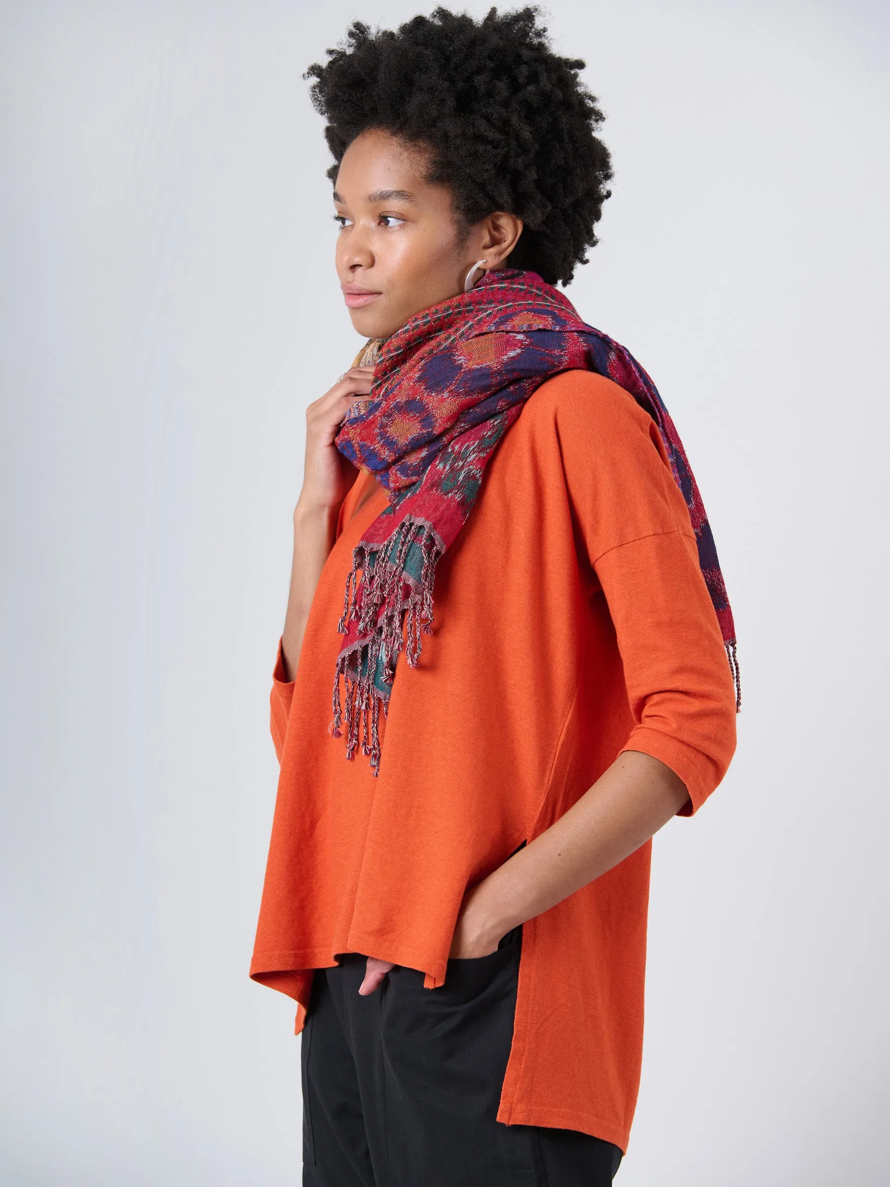 Wool Cotton Jacquard Scarf - Pebble