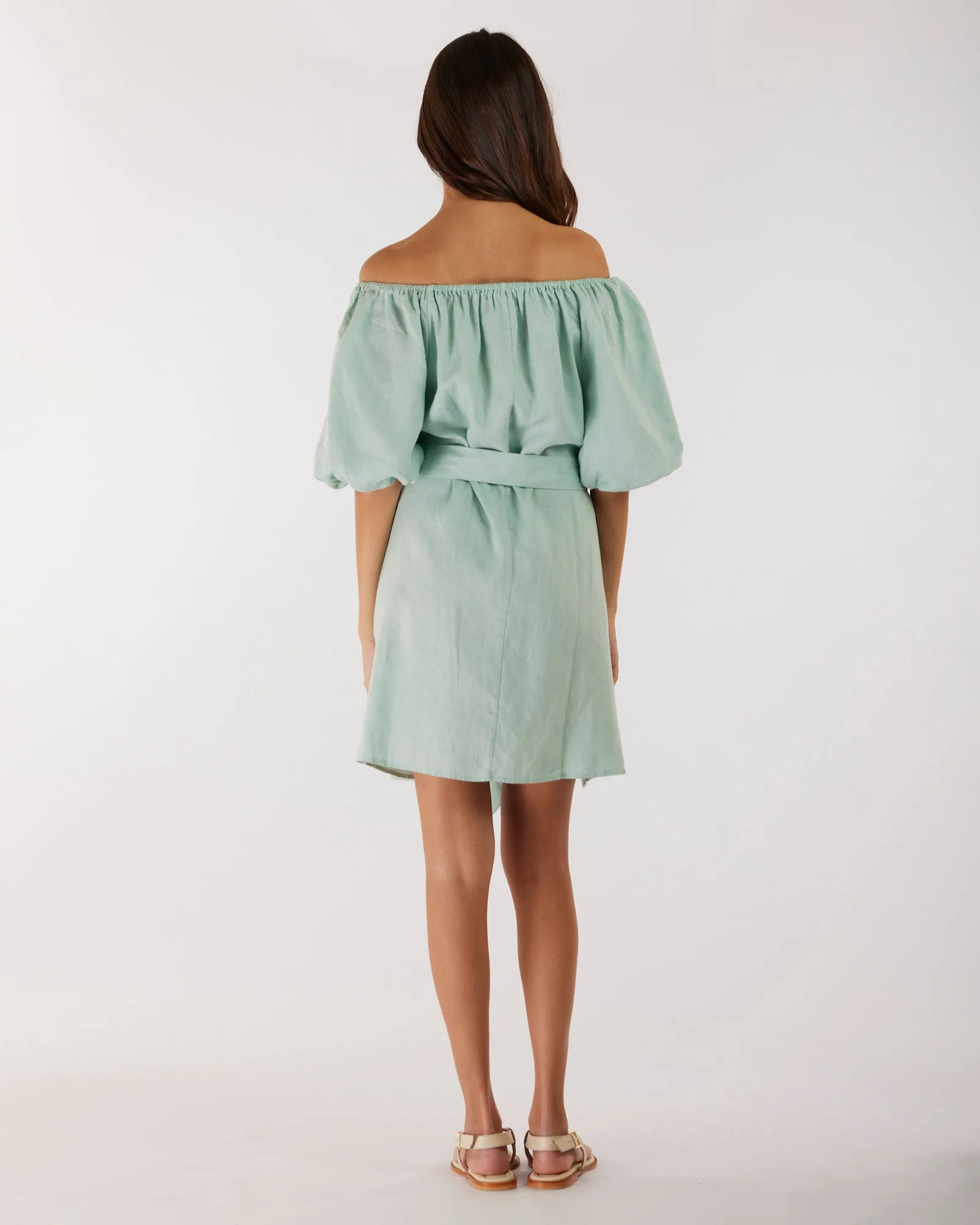 Wren Linen Mini Dress - Seafoam