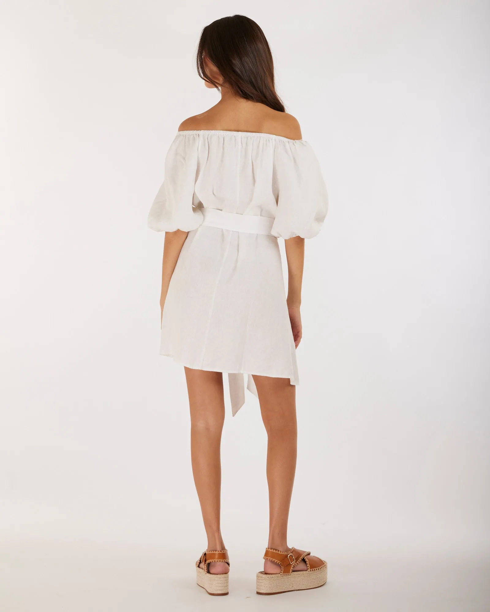 Wren Linen Mini Dress - White