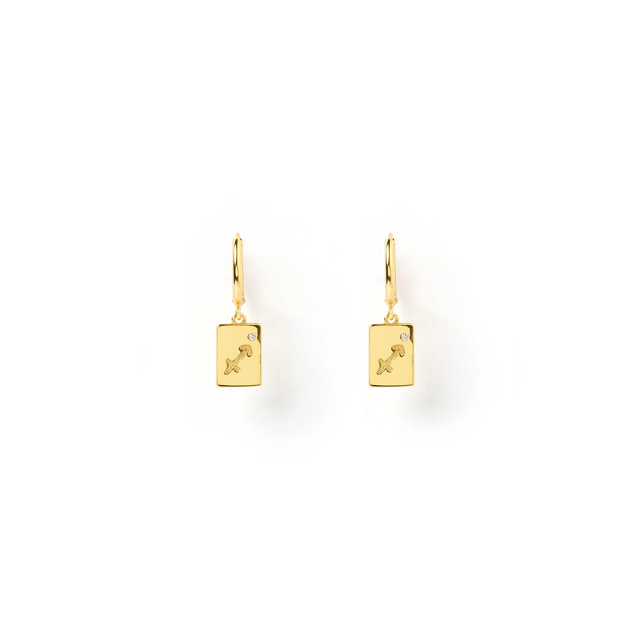 Zodiac Gold Tag Earrings