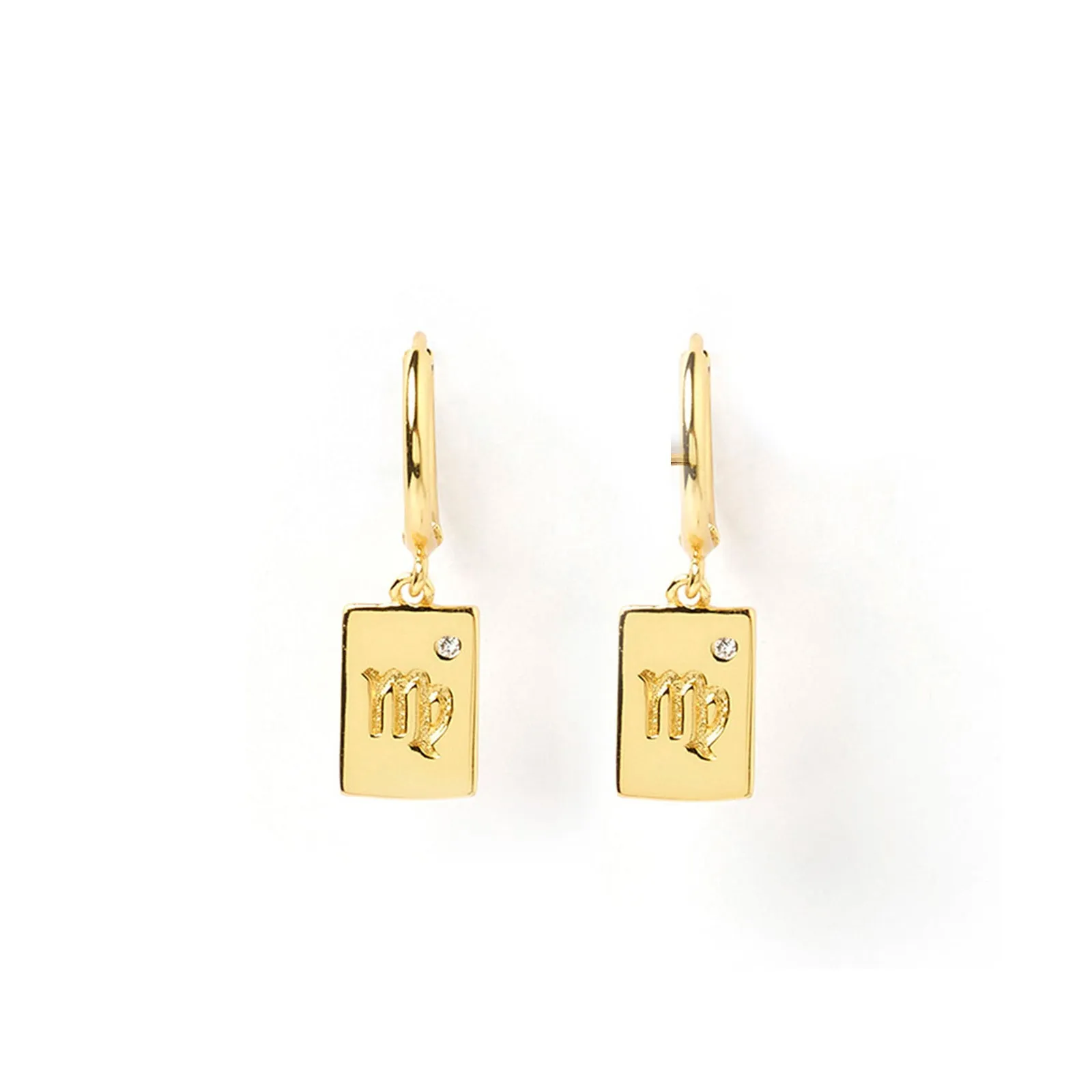 Zodiac Gold Tag Earrings